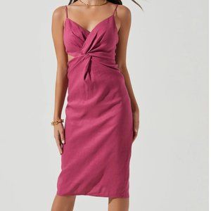 DIDION TWIST FRONT SIDE CUTOUT MIDI DRESS